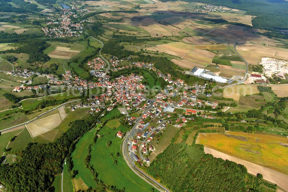 Aerial image Kirchaich - Village - View of the district Hassberge belonging municipality in Kirchaich in the state Bavaria