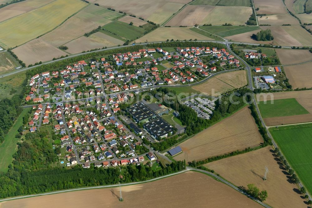 Aerial photograph Kleinaugsfeld - Village - View of the district Hassberge belonging municipality in Kleinaugsfeld in the state Bavaria