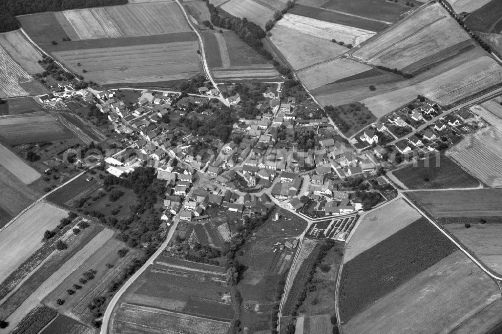 Aerial photograph Kleinmünster - Village - View of the district Hassberge belonging municipality in Kleinmuenster in the state Bavaria