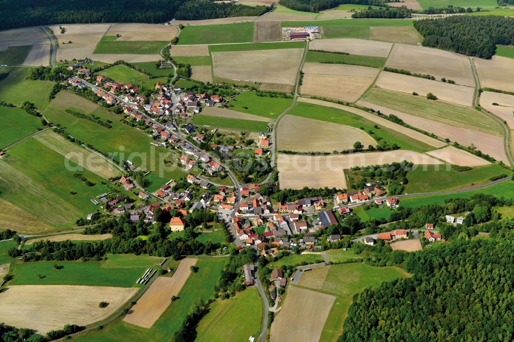 Koppenwind from the bird's eye view: Village - View of the district Hassberge belonging municipality in Koppenwind in the state Bavaria