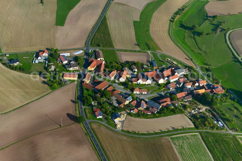 Kottenbrunn from the bird's eye view: Village - View of the district Hassberge belonging municipality in Kottenbrunn in the state Bavaria