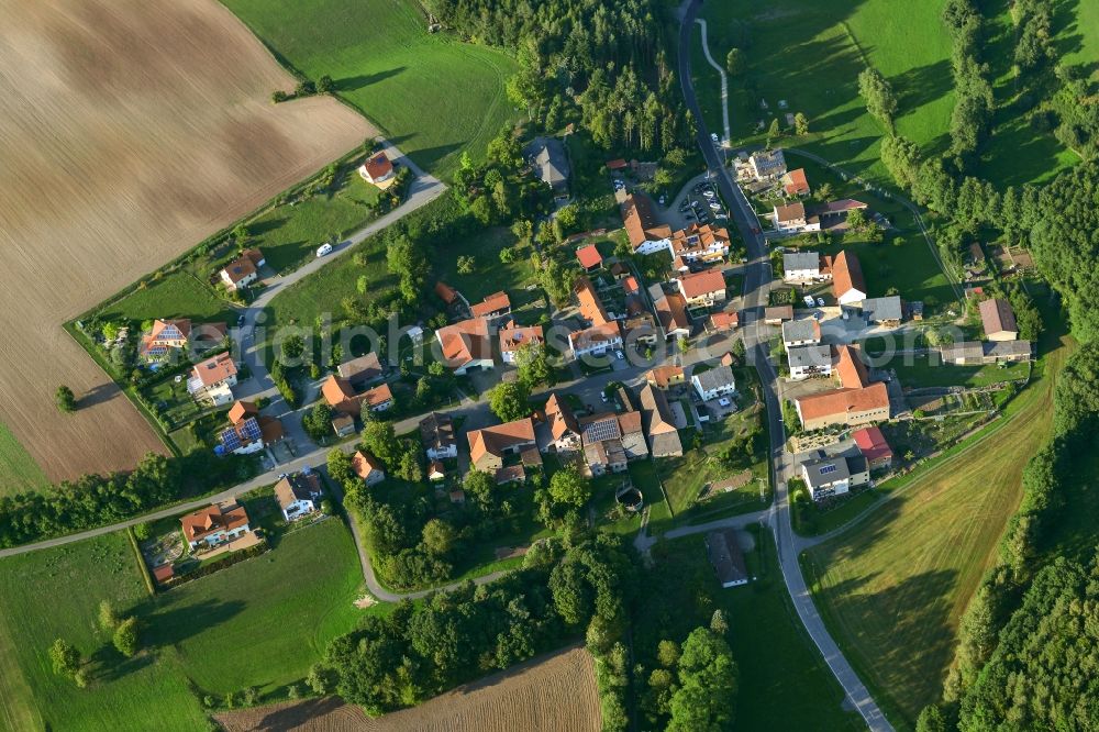 Kottendorf from the bird's eye view: Village - View of the district Hassberge belonging municipality in Kottendorf in the state Bavaria