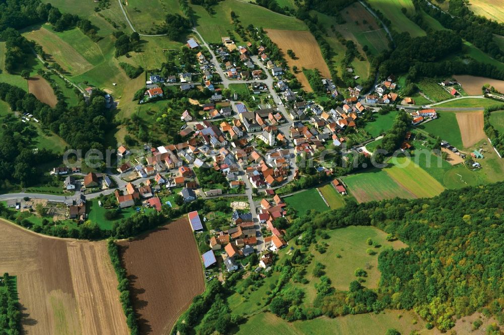 Krum from above - Village - View of the district Hassberge belonging municipality in Krum in the state Bavaria