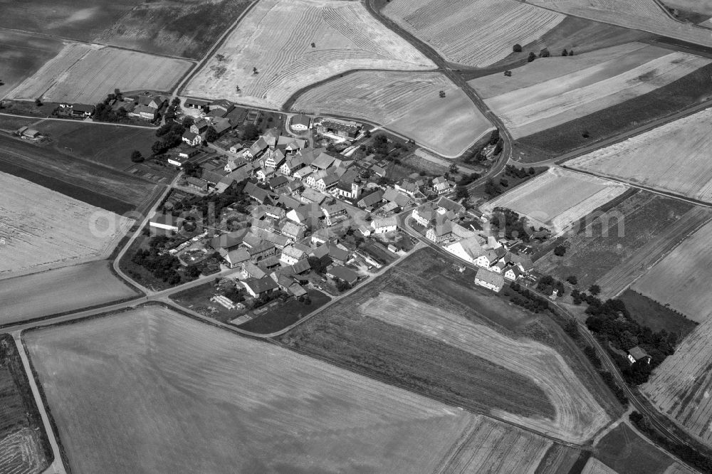 Köslau from the bird's eye view: Village - View of the district Hassberge belonging municipality in Koeslau in the state Bavaria