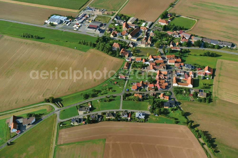 Aerial image Leuzendorf i.UFr. - Village - View of the district Hassberge belonging municipality in Leuzendorf i.UFr. in the state Bavaria