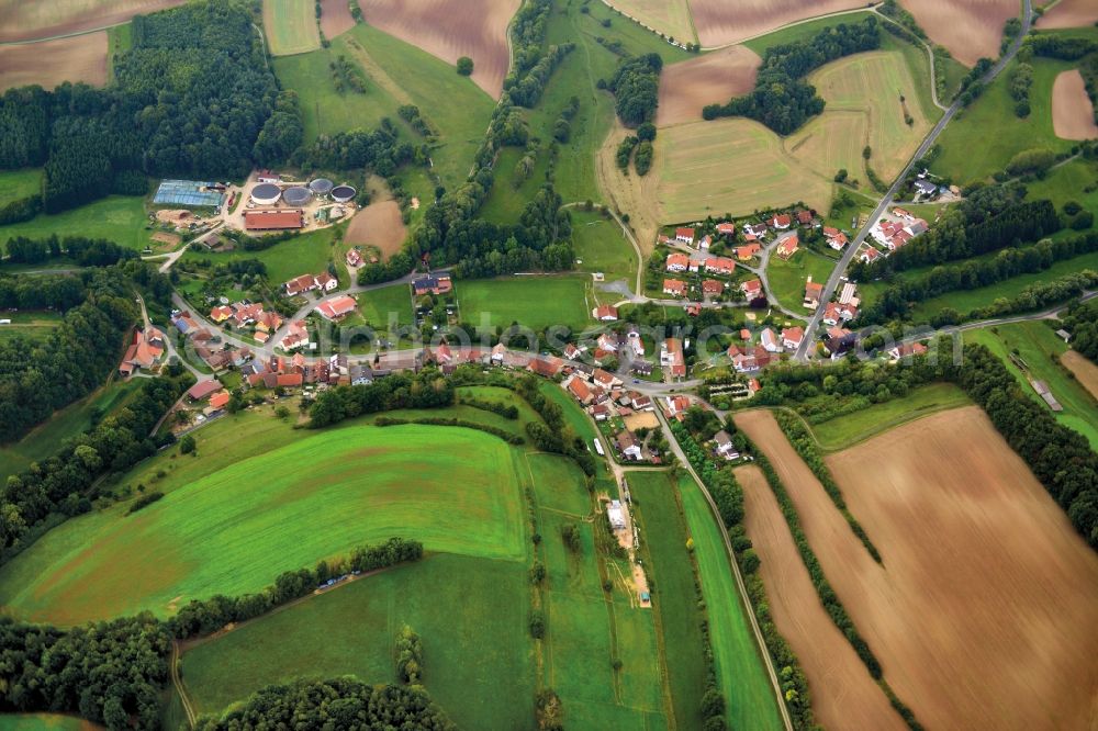 Lußberg from the bird's eye view: Village - View of the district Hassberge belonging municipality in Lussberg in the state Bavaria