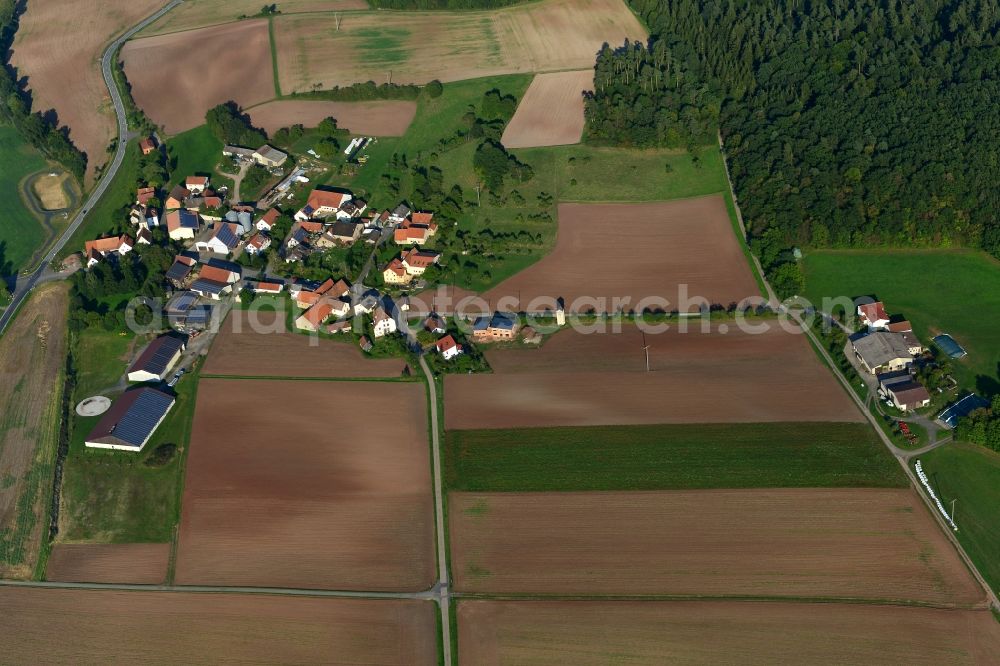 Manau from the bird's eye view: Village - View of the district Hassberge belonging municipality in Manau in the state Bavaria