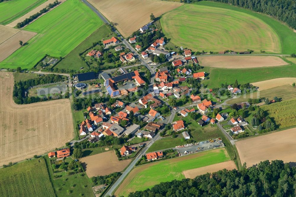 Marbach from the bird's eye view: Village - View of the district Hassberge belonging municipality in Marbach in the state Bavaria