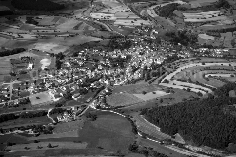 Neubrunn from the bird's eye view: Village - View of the district Hassberge belonging municipality in Neubrunn in the state Bavaria