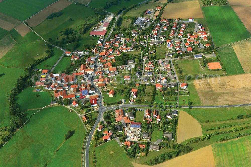 Aerial image Oberhohenried - Village - View of the district Hassberge belonging municipality in Oberhohenried in the state Bavaria