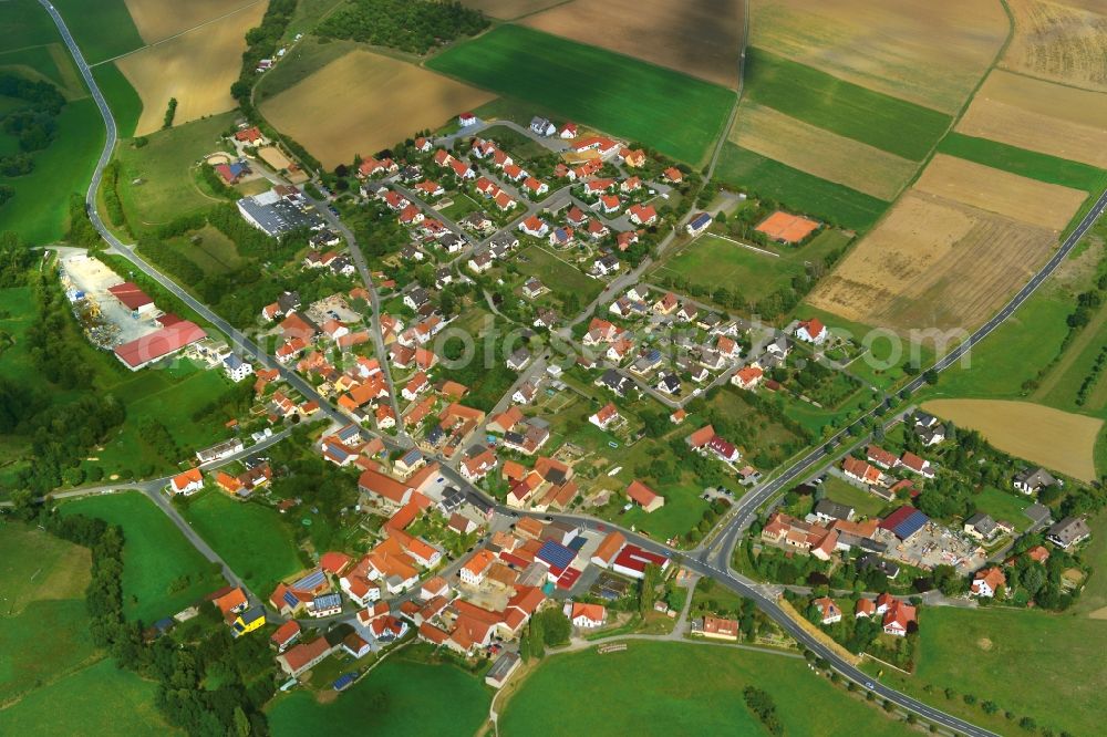 Aerial photograph Oberhohenried - Village - View of the district Hassberge belonging municipality in Oberhohenried in the state Bavaria