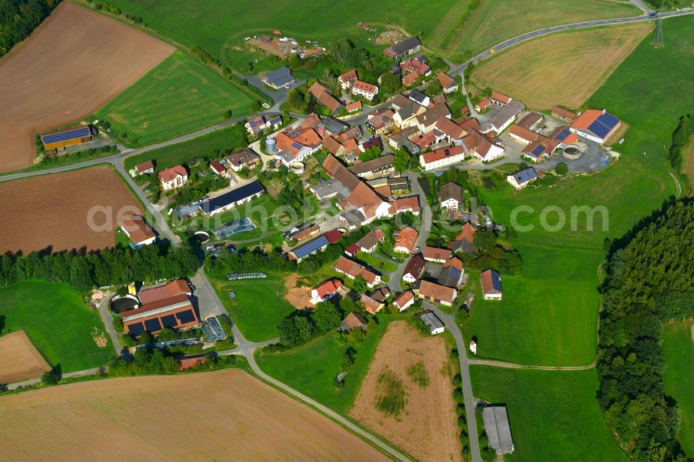 Aerial image Obermerzbach - Village - View of the district Hassberge belonging municipality in Obermerzbach in the state Bavaria