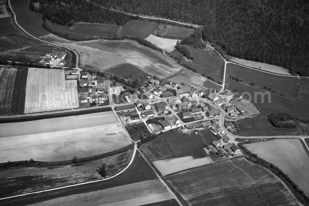 Obersteinbach from the bird's eye view: Village - View of the district Hassberge belonging municipality in Obersteinbach in the state Bavaria