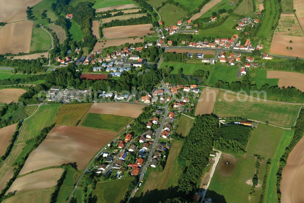 Aerial photograph Pfaffendorf - Village - View of the district Hassberge belonging municipality in Pfaffendorf in the state Bavaria