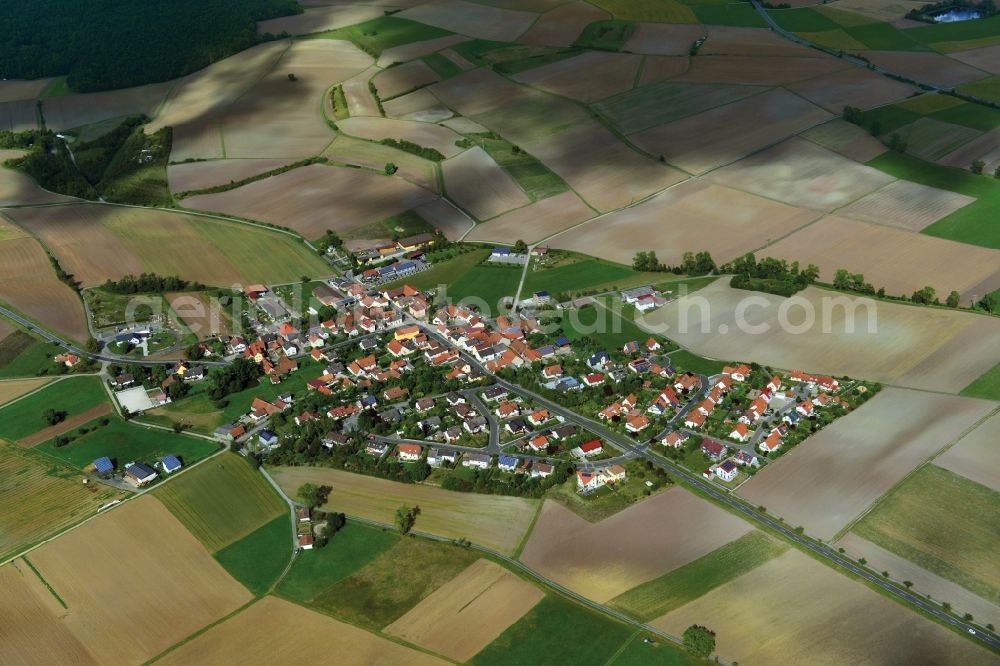 Reckertshausen Hofheim in Unterfranken from above - Village - View of the district Hassberge belonging municipality in Reckertshausen Hofheim in Unterfranken in the state Bavaria