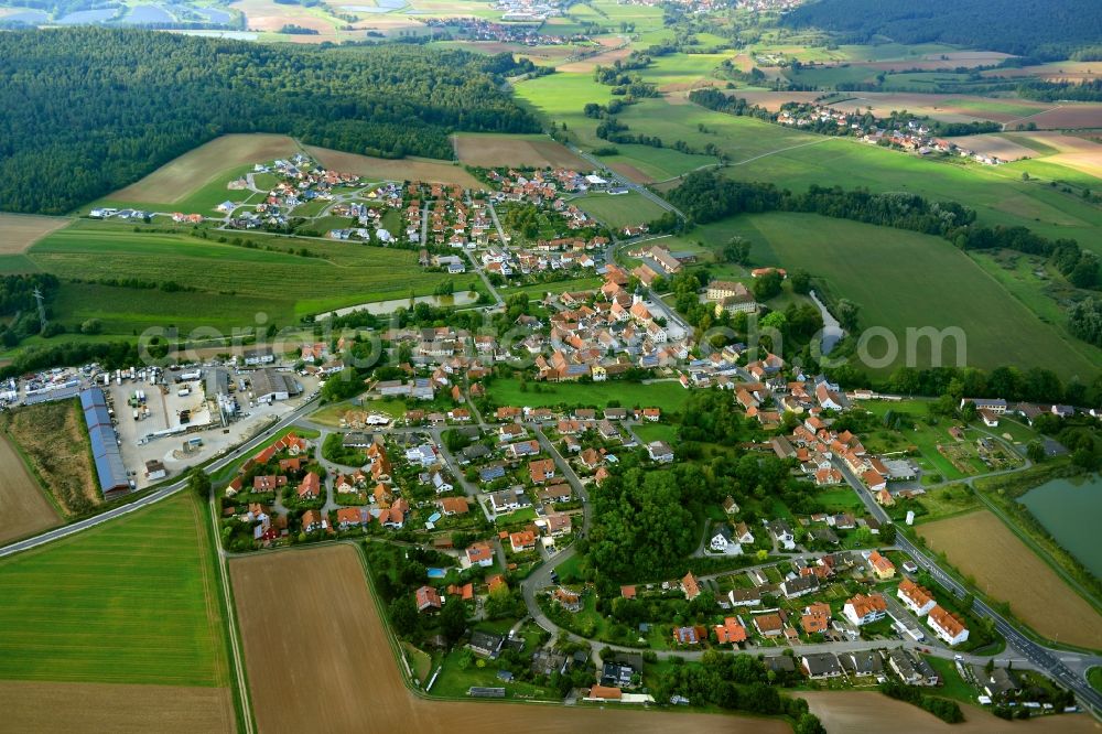 Aerial image Rentweinsdorf - Village - View of the district Hassberge belonging municipality in Rentweinsdorf in the state Bavaria