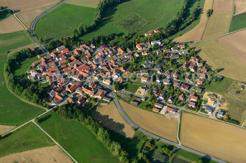 Aerial image Römershofen - Village - View of the district Hassberge belonging municipality in Roemershofen in the state Bavaria