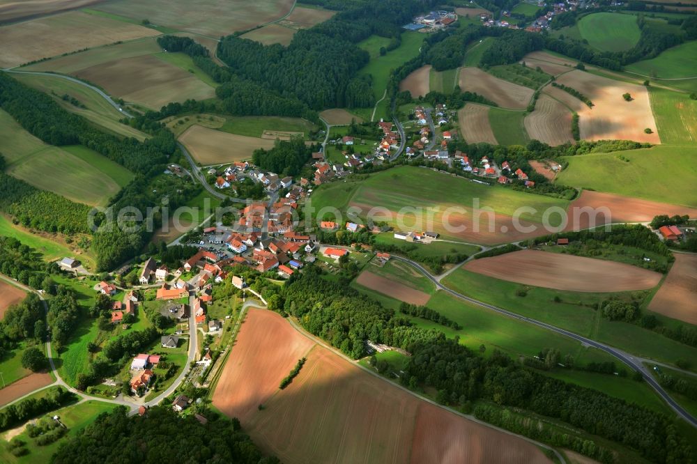 Aerial image Rudendorf - Village - View of the district Hassberge belonging municipality in Rudendorf in the state Bavaria