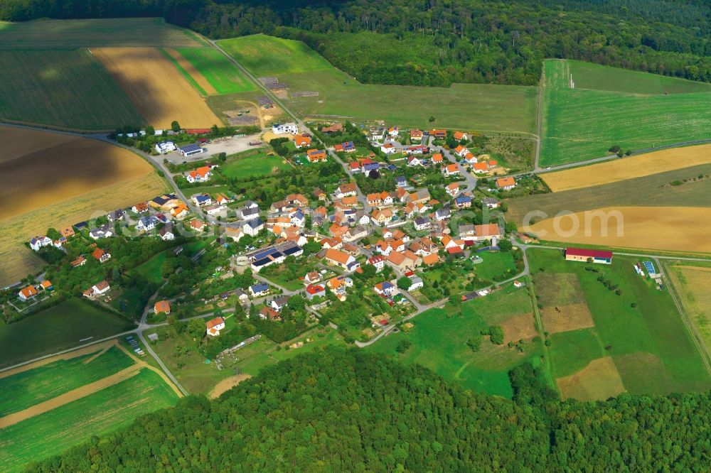 Sailershausen from the bird's eye view: Village - View of the district Hassberge belonging municipality in Sailershausen in the state Bavaria