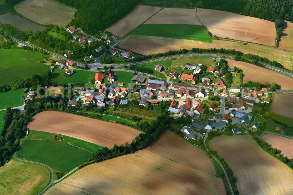 Salmsdorf from the bird's eye view: Village - View of the district Hassberge belonging municipality in Salmsdorf in the state Bavaria