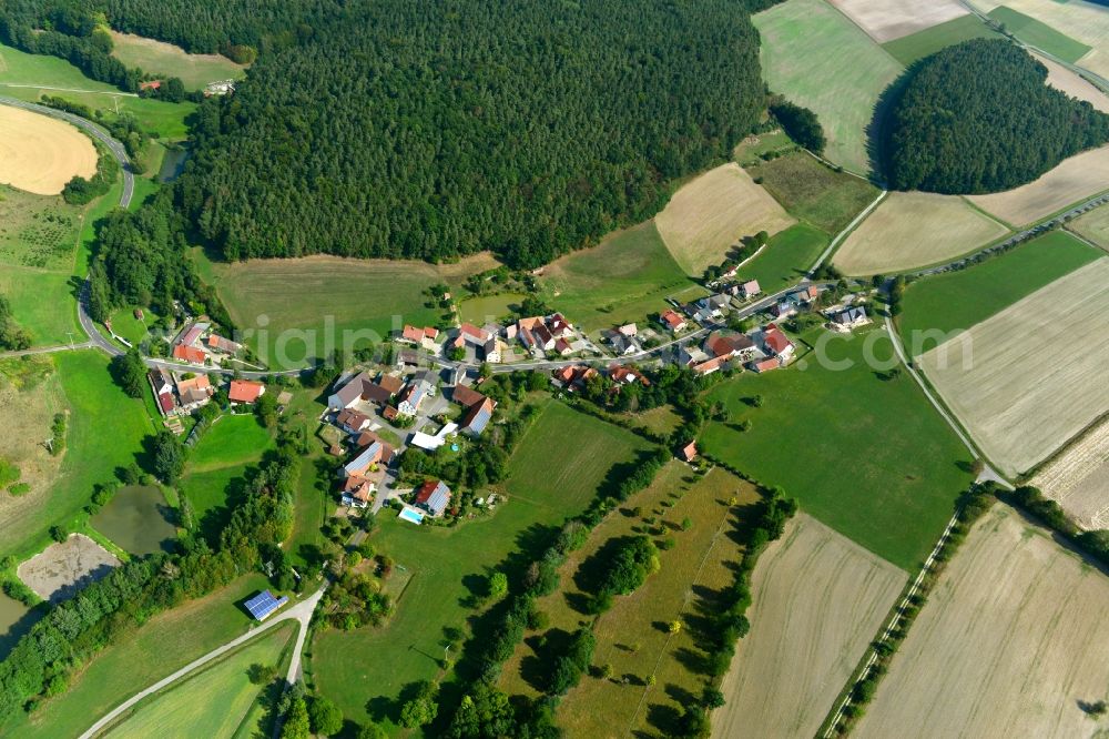 Spielhof from the bird's eye view: Village - View of the district Hassberge belonging municipality in Spielhof in the state Bavaria