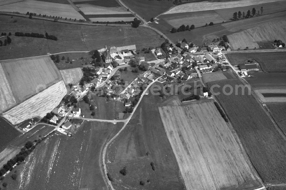 Stöckach from the bird's eye view: Village - View of the district Hassberge belonging municipality in Stoeckach in the state Bavaria