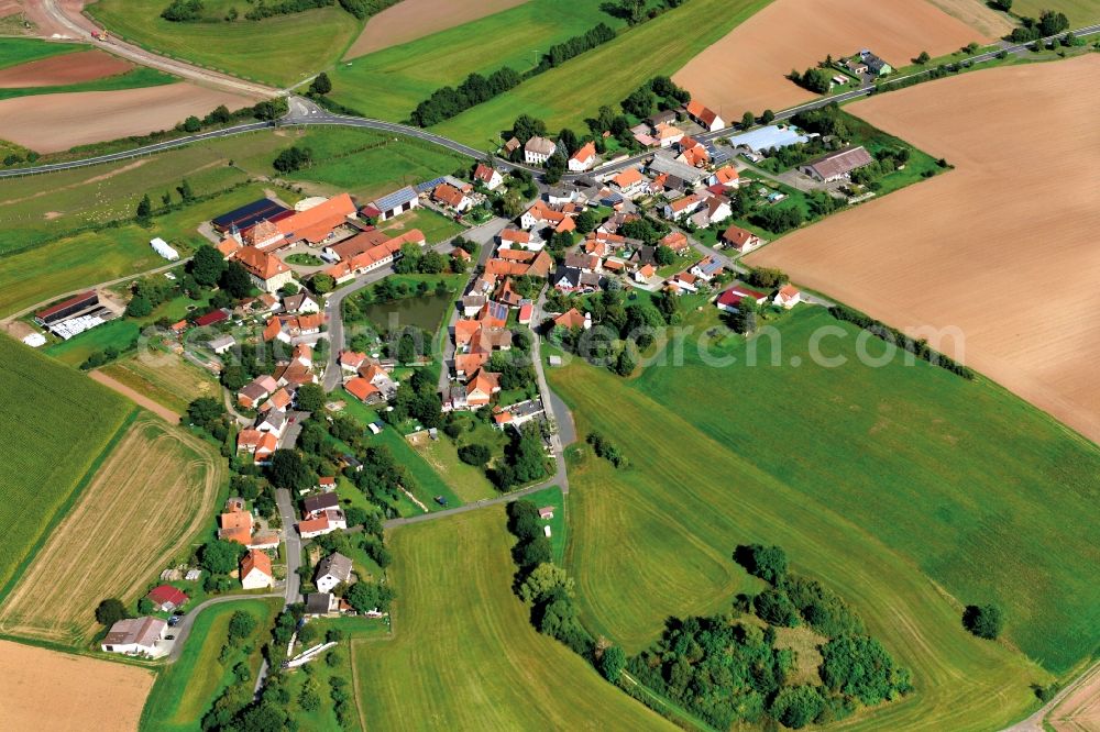 Aerial image Stöckach - Village - View of the district Hassberge belonging municipality in Stoeckach in the state Bavaria