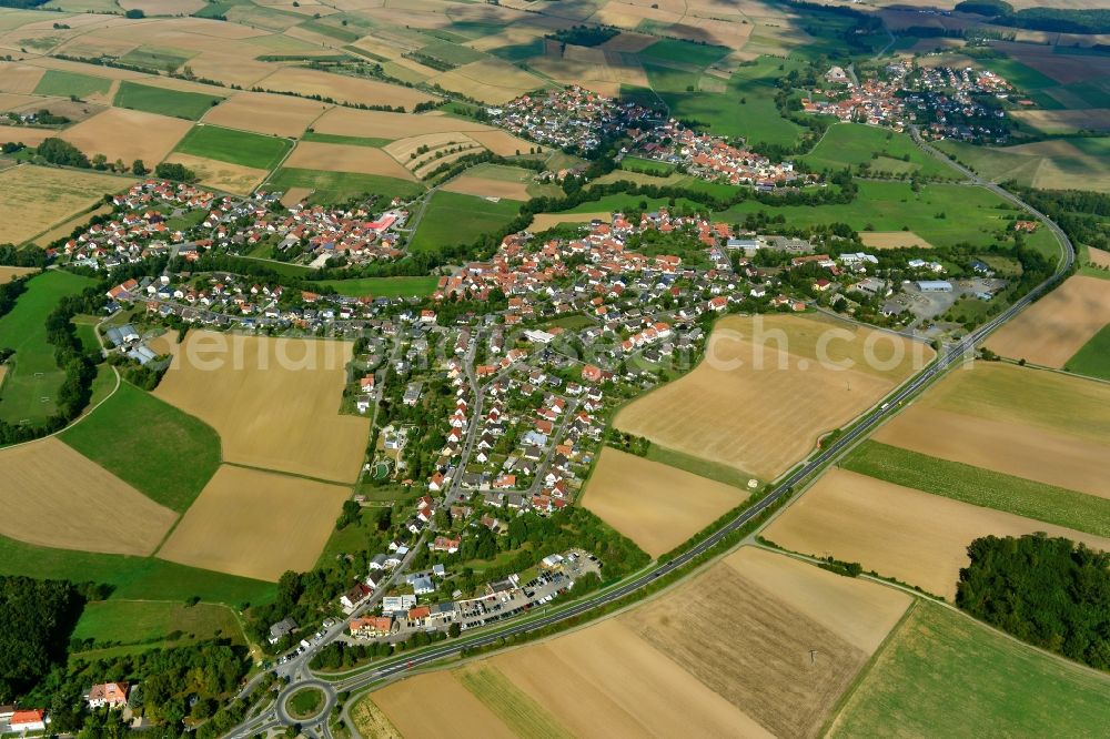 Sylbach from the bird's eye view: Village - View of the district Hassberge belonging municipality in Sylbach in the state Bavaria