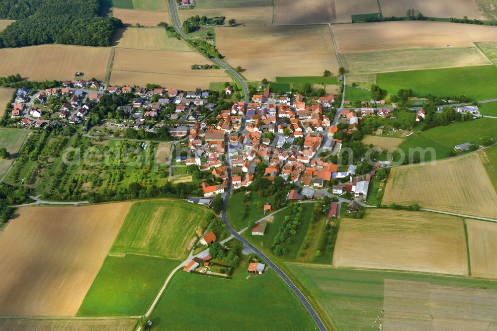 Aerial photograph Uchenhofen - Village - View of the district Hassberge belonging municipality in Uchenhofen in the state Bavaria