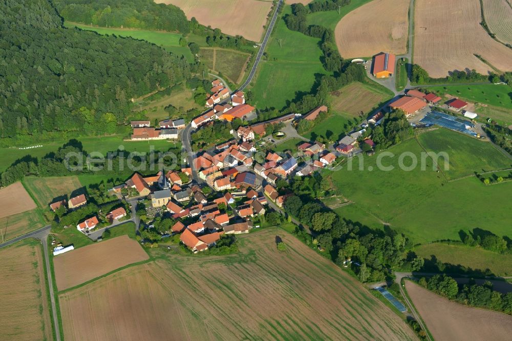 Aerial photograph Ueschersdorf - Village - View of the district Hassberge belonging municipality in Ueschersdorf in the state Bavaria