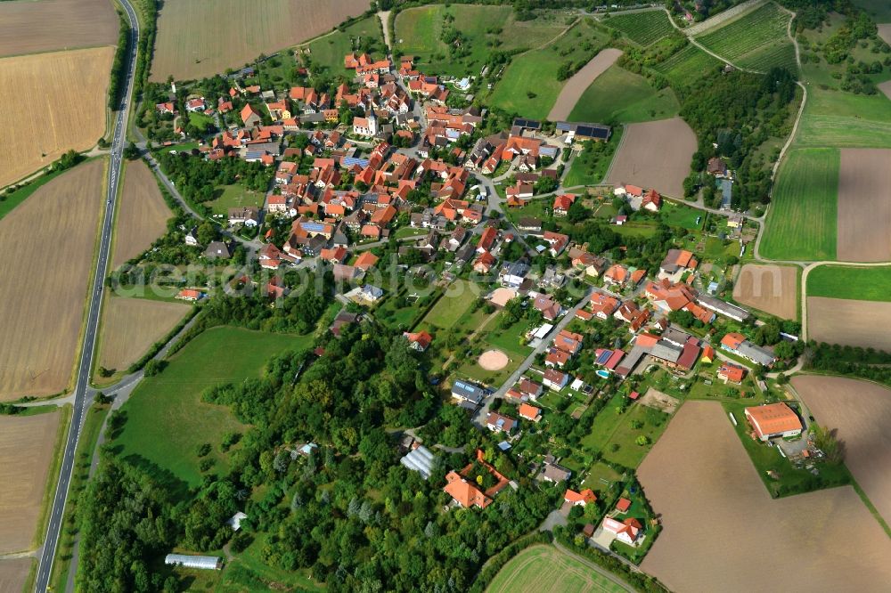 Aerial image Unfinden - Village - View of the district Hassberge belonging municipality in Unfinden in the state Bavaria