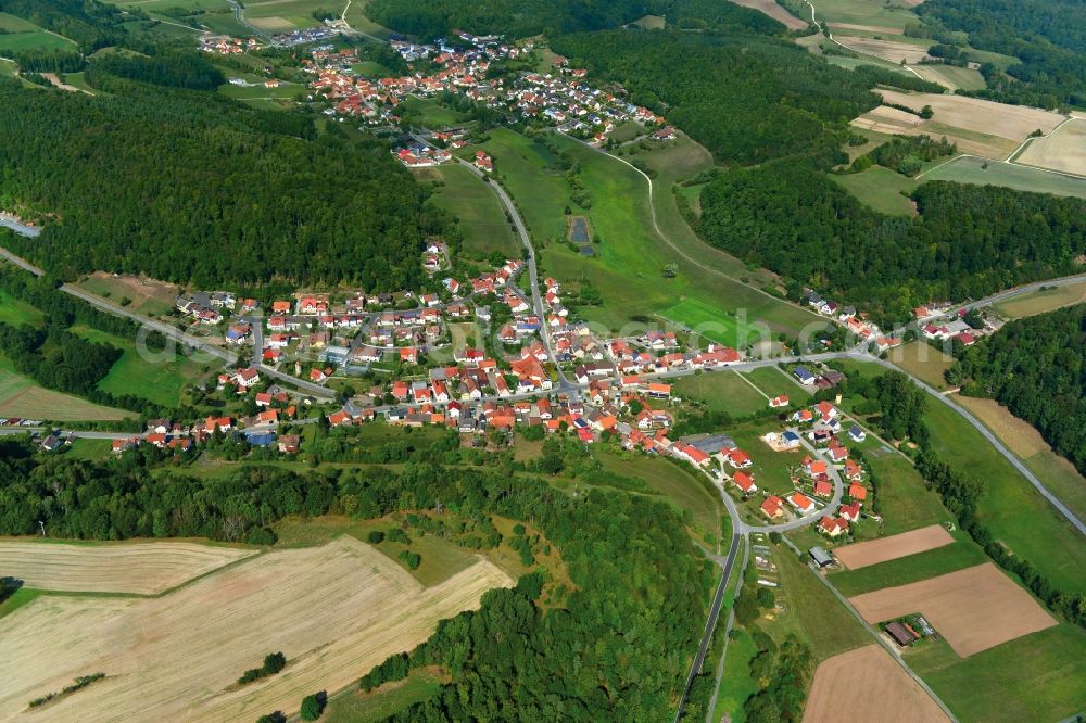 Aerial image Unterschleichach - Village - View of the district Hassberge belonging municipality in Unterschleichach in the state Bavaria