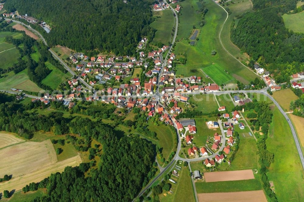 Unterschleichach from above - Village - View of the district Hassberge belonging municipality in Unterschleichach in the state Bavaria