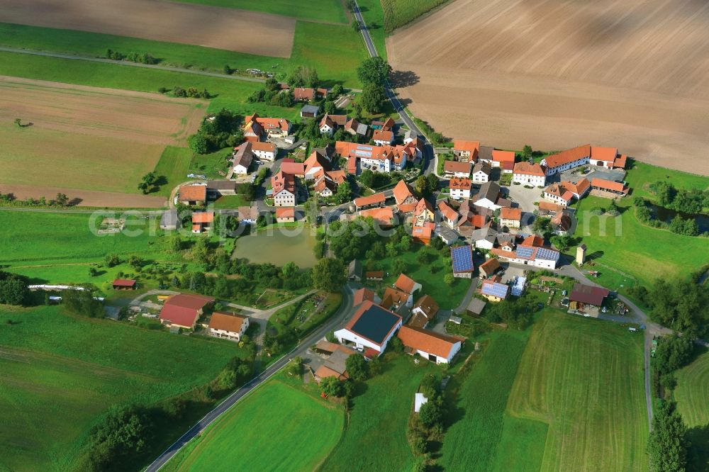 Walchenfeld from the bird's eye view: Village - View of the district Hassberge belonging municipality in Walchenfeld in the state Bavaria