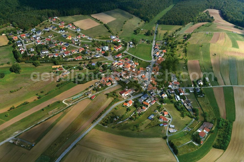 Aerial photograph Weisbrunn - Village - View of the district Hassberge belonging municipality in Weisbrunn in the state Bavaria