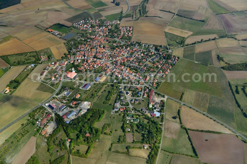 Westheim from the bird's eye view: Village - View of the district Hassberge belonging municipality in Westheim in the state Bavaria