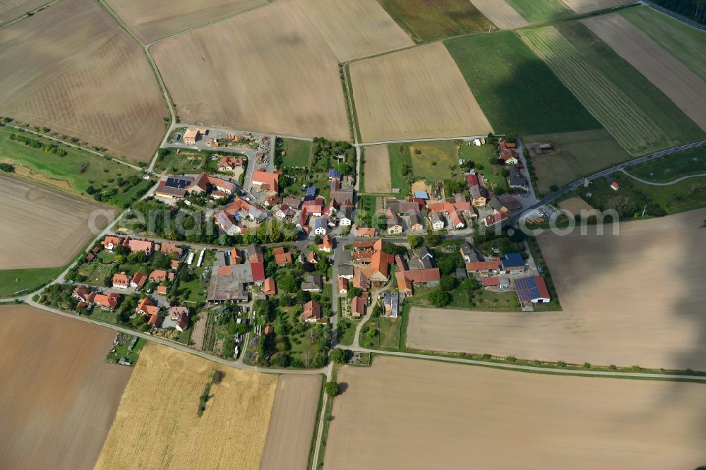 Aerial image Wohnau - Village - View of the district Hassberge belonging municipality in Wohnau in the state Bavaria