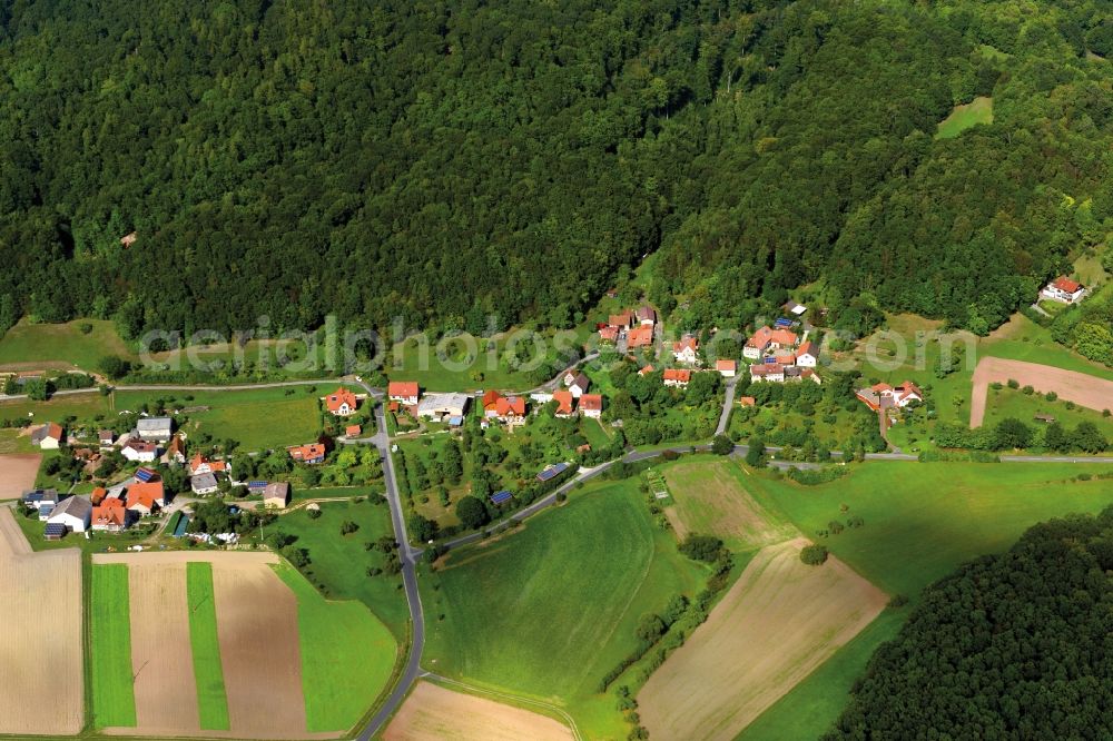 Rottenstein from the bird's eye view: Village - View of the district Hassberge belonging municipality in Rottenstein in the state Bavaria