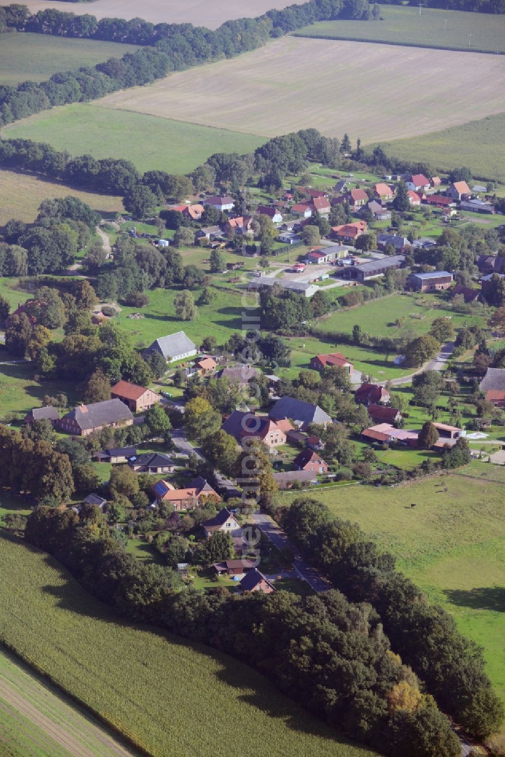 Bengerstorf from the bird's eye view: Bengerstorf village in Mecklenburg - Western Pomerania