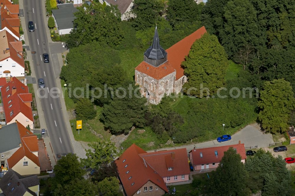 Zirchow from above - Village church of St. James in Zirchow on the island of Usedom in Mecklenburg-Western Pomerania