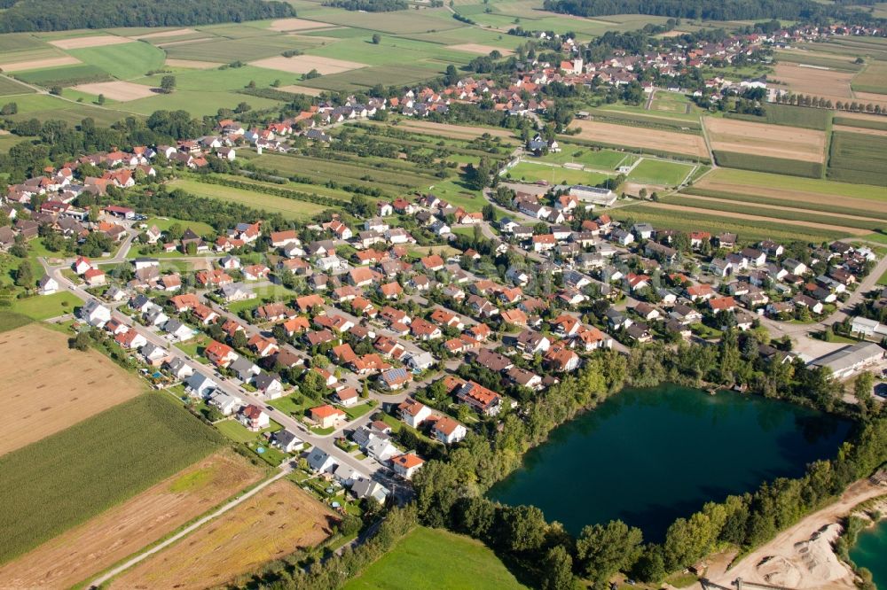 Aerial image Achern - Village on the lake Risi bank areas in the district Gamshurst in Achern in the state Baden-Wuerttemberg