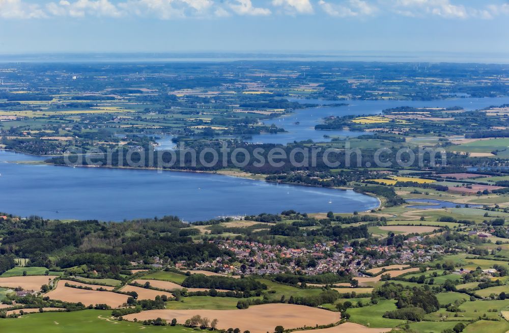 Fleckeby from above - Village on the banks of the Schlei in Fleckeby in the state Schleswig-Holstein, Germany