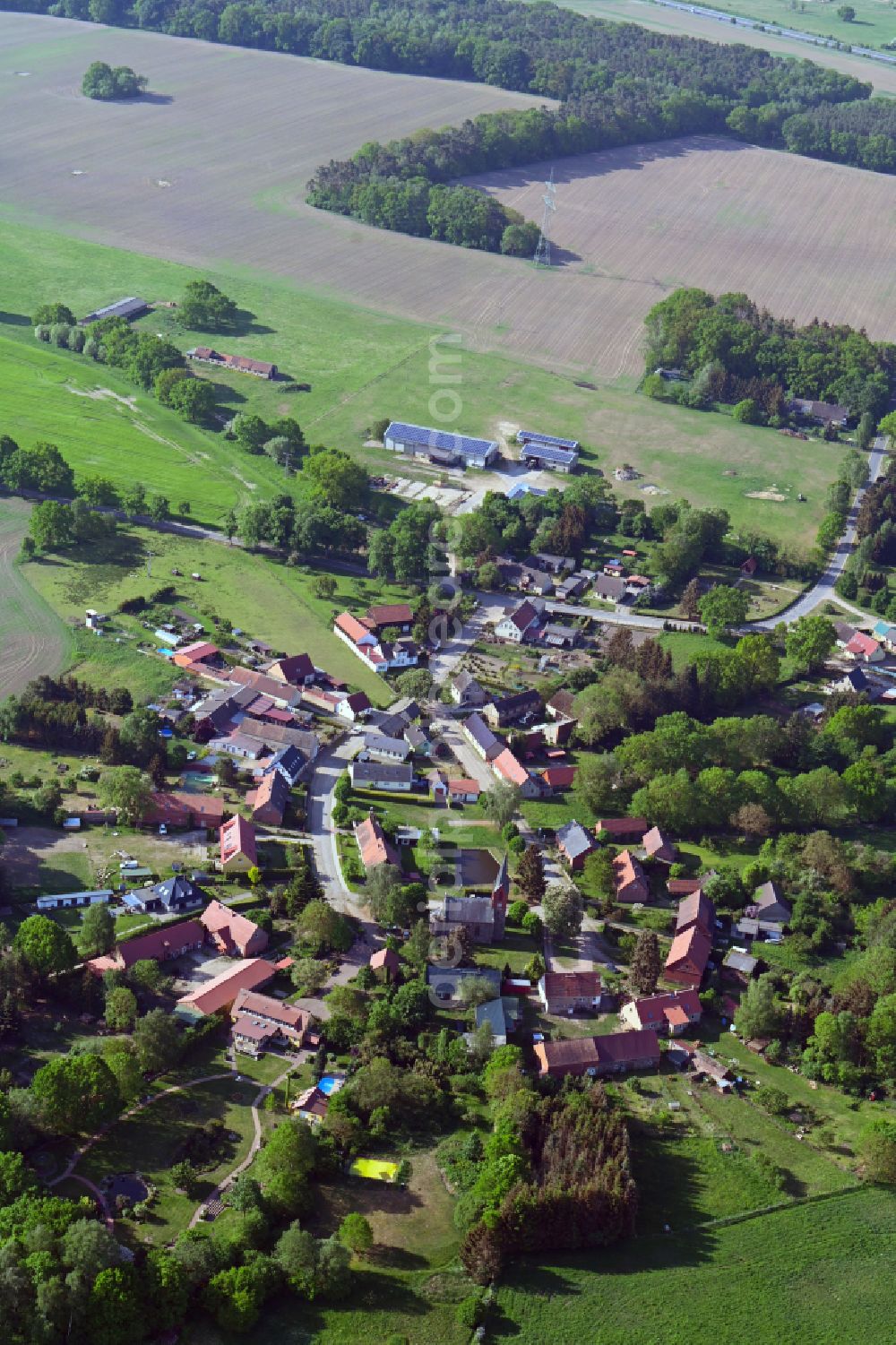 Buckow from the bird's eye view: Village view in Buckow in the state Brandenburg, Germany