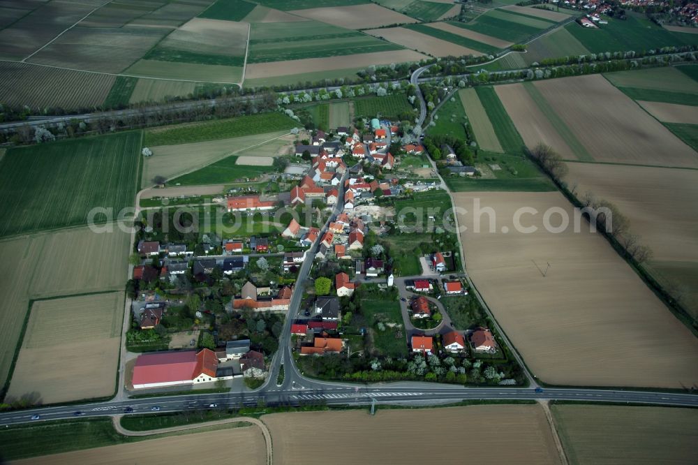 Dintesheim from above - Village view from Dintesheim is a municipality in the district Alzey-Worms in Rhineland-Palatinate