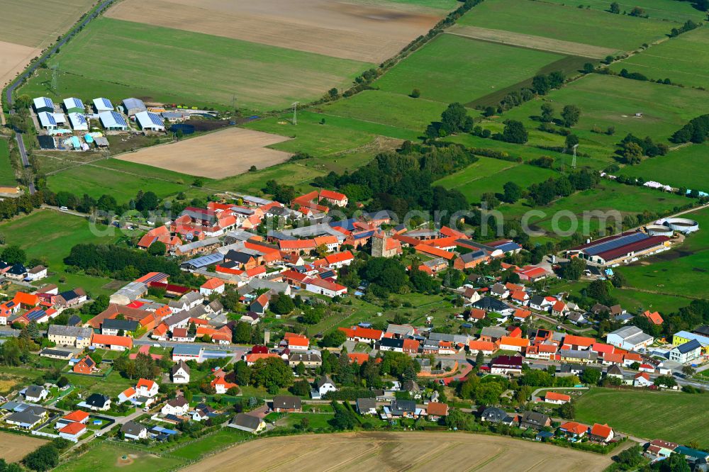 Estedt from the bird's eye view: Village view in Estedt in the state Saxony-Anhalt, Germany