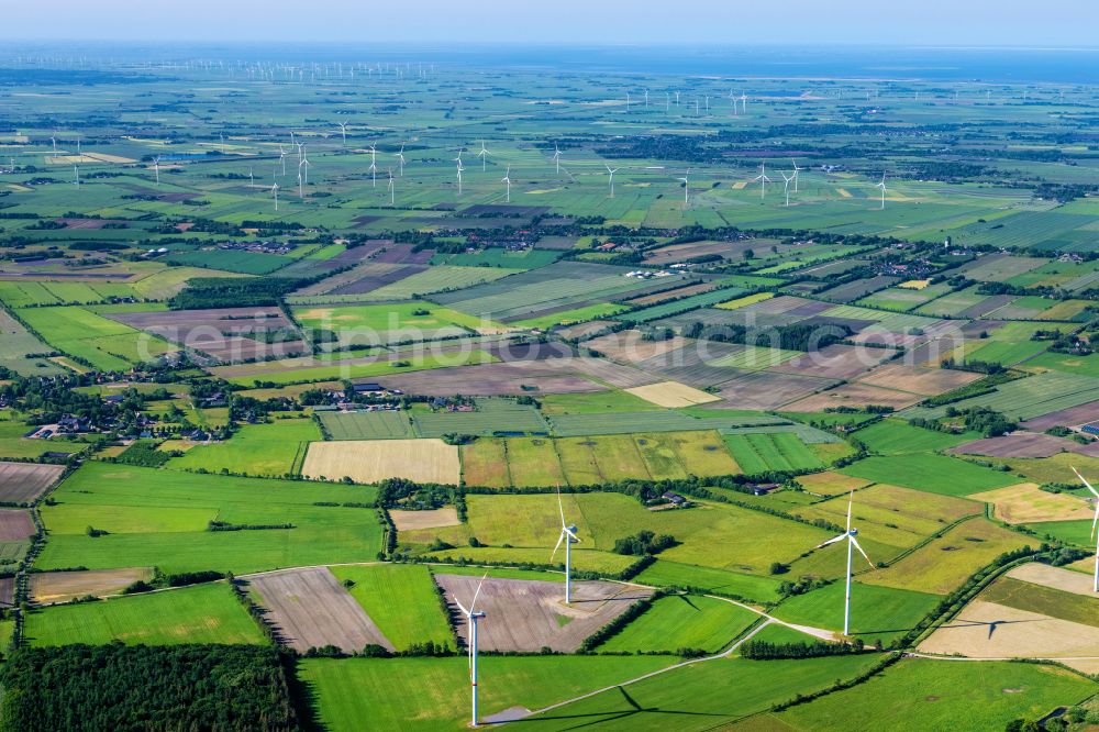 Aerial image Lexgaard - Agricultural land and field boundaries surround the settlement area of the village in Lexgaard in the state Schleswig-Holstein, Germany