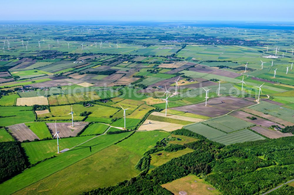 Aerial photograph Lexgaard - Agricultural land and field boundaries surround the settlement area of the village in Lexgaard in the state Schleswig-Holstein, Germany