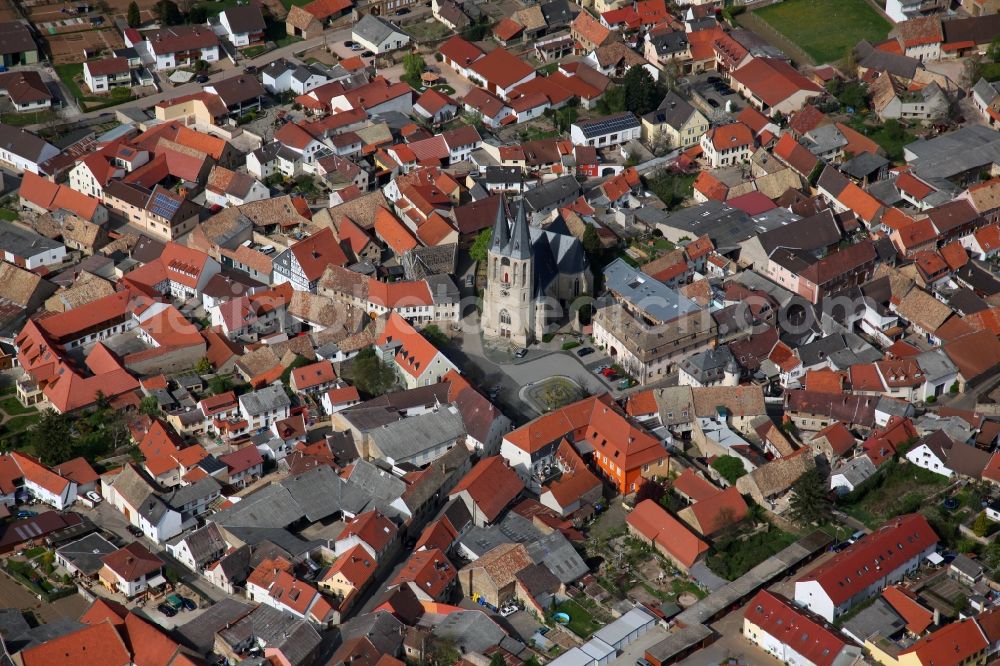 Aerial image Flonheim - Village view from Flonheim is a municipality in the district Alzey-Worms in Rhineland-Palatinate