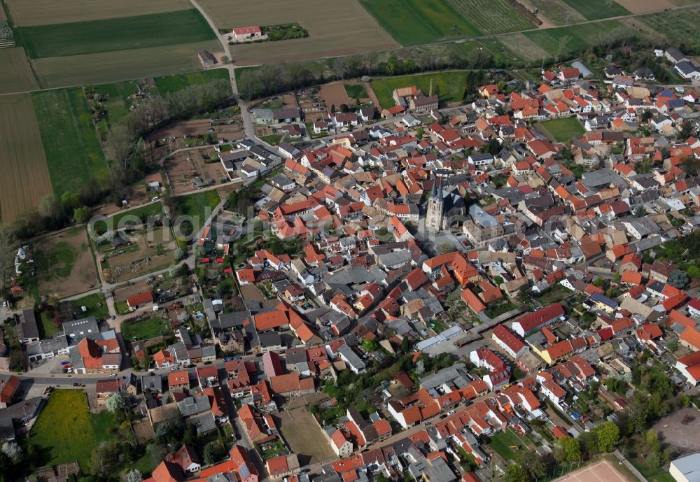 Aerial photograph Flonheim - Village view from Flonheim is a municipality in the district Alzey-Worms in Rhineland-Palatinate