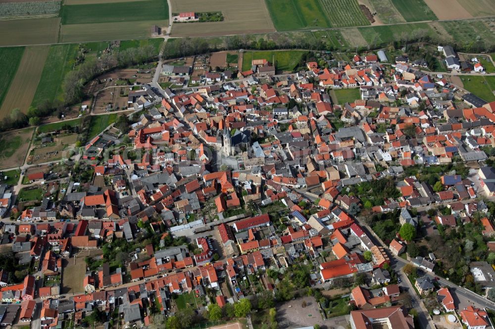 Flonheim from above - Village view from Flonheim is a municipality in the district Alzey-Worms in Rhineland-Palatinate